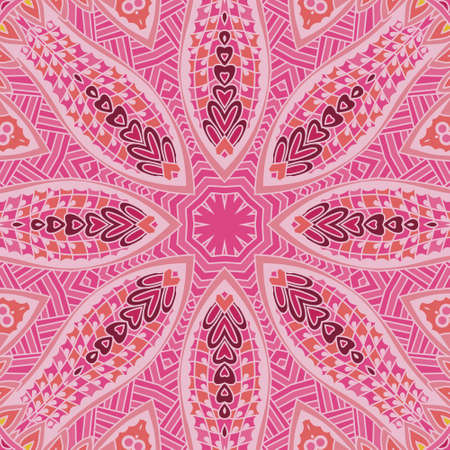 Tribal indian ethnic seamless design. Festive colorful mandala pattern. . Geometric mandala frame borderのイラスト素材