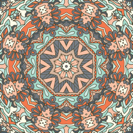 vintage seamless pattern. Ethnic geometric print. Colorful repeating background texture. Fabric, cloth design, wallpaper, wrappingのイラスト素材