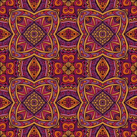 Abstract floral seamless pattern ornamental. Festive colorful background design. Geometrical Ethnic floral mosaic Ornamentのイラスト素材