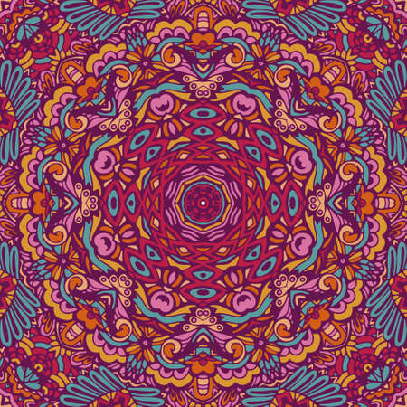 Seamless pattern tile with mandala. Vintage decorative elements. Hand drawn background. Oriental, Arabic, Indian, ottoman motifs. Perfect for printing on fabric wrap paper, cloth.のイラスト素材