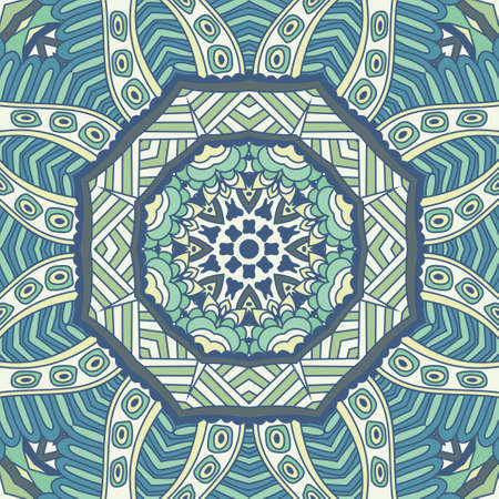 Kaleidoscopic doodle abstract ornamental color illustration with stylized covering. winter background seamless vector patternのイラスト素材