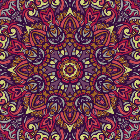 Tribal indian ethnic seamless design. Festive colorful mandala pattern.のイラスト素材