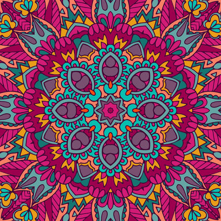 Indian floral paisley medallion pattern. Ethnic Mandala ornament. Henna tattoo style. Can be used for textile, greeting card, coloring book, phone case print.のイラスト素材