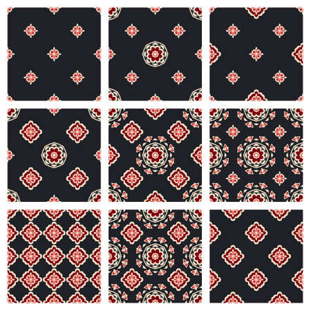 The set of patterns textile design collection for fabric and carpet covers. Classic luxury ornamentsのイラスト素材