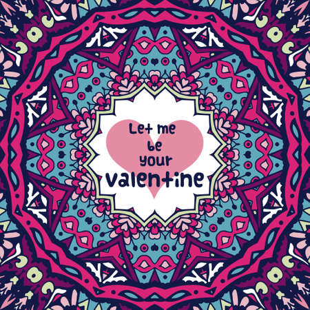 Abstract geometric frame border. Valentine grunge graphic ornamental decorated background with color hearts, vector illustrationのイラスト素材