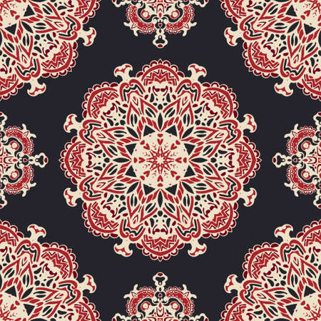 Luxury star Damask seamless tiled motif pattern.black and red damask luxury Medallion design.