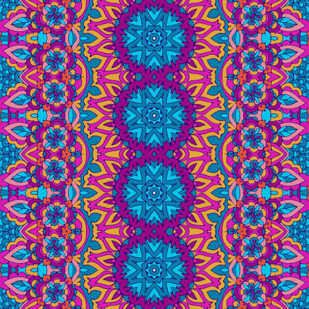 Vector seamless pattern flower embroidery colorful ethnic tribal geometric psychedelic mexican printのイラスト素材