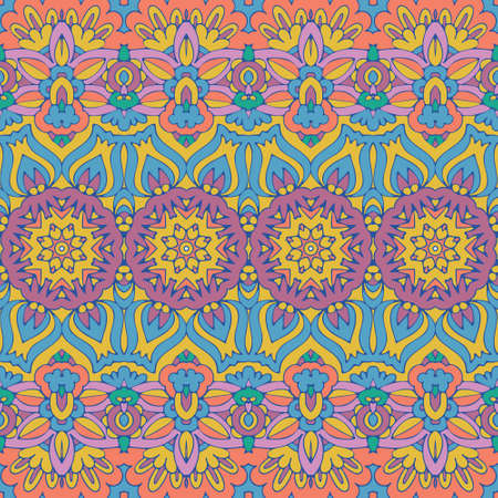 Vector seamless pattern ethnic tribal geometric ornamental textile colorful pastel printのイラスト素材