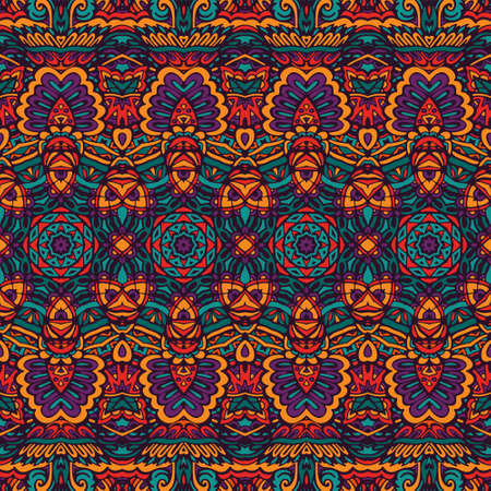 Abstract festive colorful grunge vector ethnic tribal patternのイラスト素材