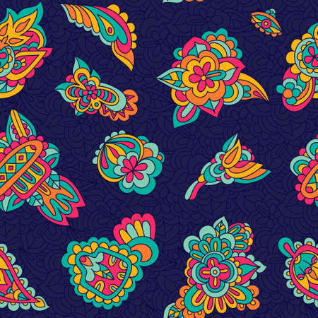 Seamless vector paisley pattern floral abstract designのイラスト素材