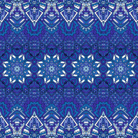 Texture seamless vector pattern arabesque from blue and white oriental tiles, ornaments doodle