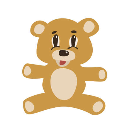 Cute toy teddy bear named Mishutka, with kind eyes, on a white background.のイラスト素材