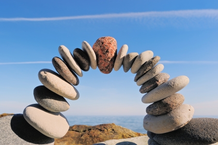 Arc by stacked of stonesの写真素材