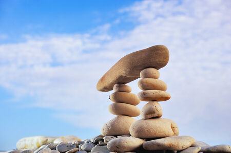stacked of stones resemble Zen Equilibriumの写真素材