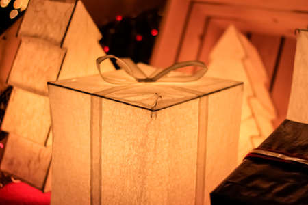 Gift Box Lightbox Christmas and New year decorations, soft focusの写真素材