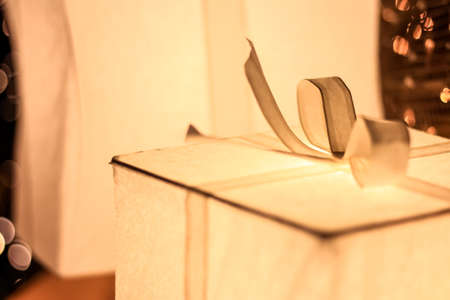 Gift Box Lightbox Christmas and New year decorations, soft focusの写真素材