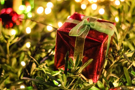 Gift box Christmas and New year decorations, soft focusの写真素材
