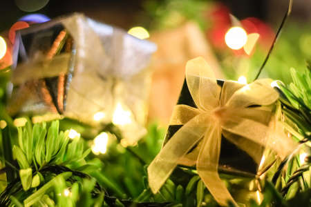 Gift Box Christmas and New year decorations, soft focus