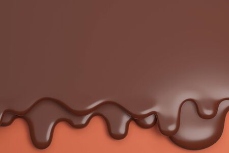 Melted milk brown chocolate flow down.,3d model and illustration.の写真素材