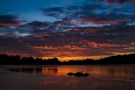 Beautiful Sky and sunset on the beach.の写真素材