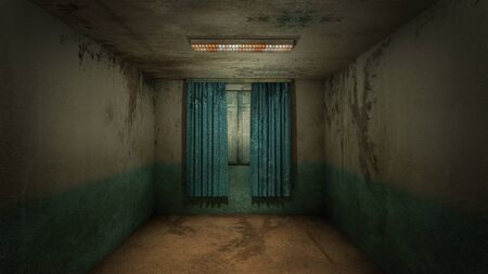 The interior design of horror and creepy damage empty room., 3D rendering.の写真素材