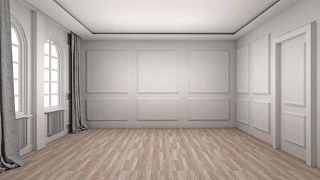 Empty Room Interior wooden floor classic and luxury style. 3d Renderの写真素材