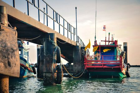 Fishing boats at pier.の写真素材