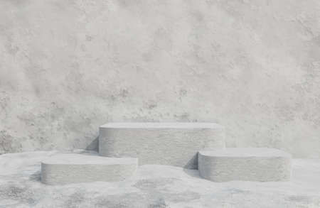 Concrete podium for product presentation on concrete wall background minimal style.,3d model and illustration.の写真素材