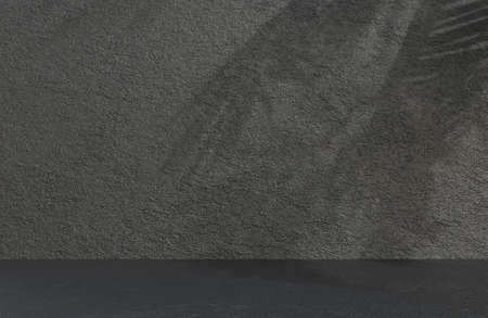 Abstract empty room black stone wall background grunge texture style.,3d model and illustration.の写真素材