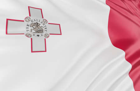 Beautiful Malta Flag Wave Close Up on banner background with copy space.,3d model and illustration.の写真素材
