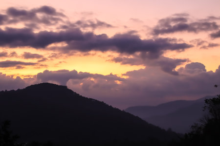 Beautiful sky at sunrise on mountain.の写真素材