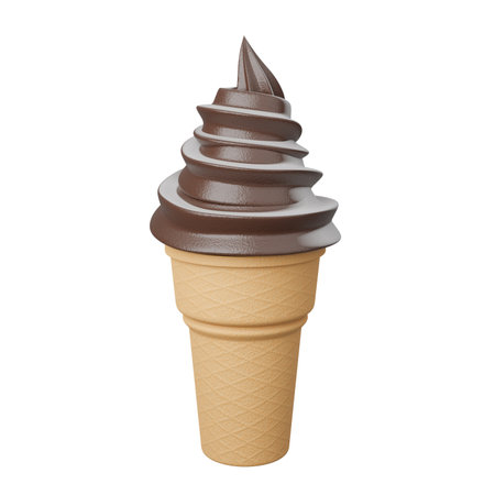 Close up Soft serve ice cream of chocolate and milk flavours on crispy cone.,3d model and illustration.の写真素材