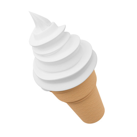 Close up Soft serve ice cream of milk flavours on crispy cone.,3d model and illustration.の写真素材