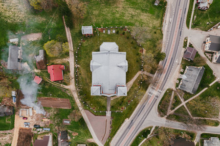 top view of the church of eastern europeの写真素材