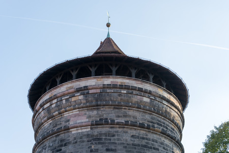 Top of medieval tower in the old town of Nurembergのeditorial素材