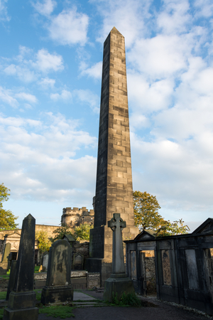 Obelisk on the Old Calton Burial Ground in Edinburgh, Scotlandのeditorial素材