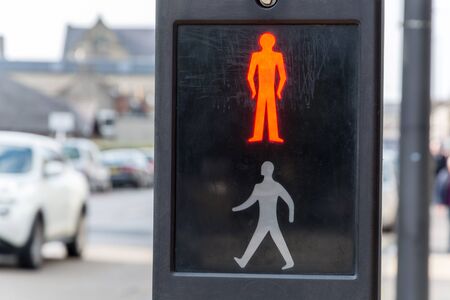 A red man at a traffic light close upの写真素材