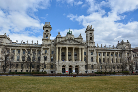 The ethnographic museum in Budapest, Hungary with blue skyのeditorial素材