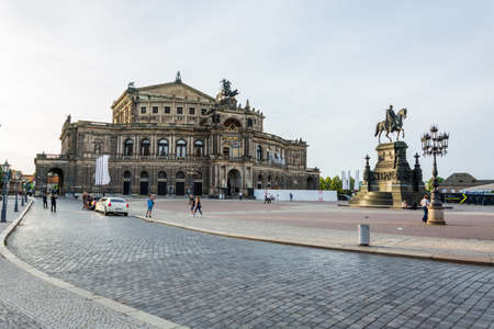 DRESDEN, GERMANY - June 15, 2019: The famous opera house Semperoper in Dresden during sunsetのeditorial素材