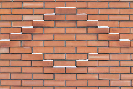 Red brick fence. Brick texture. Figured brickworkの写真素材