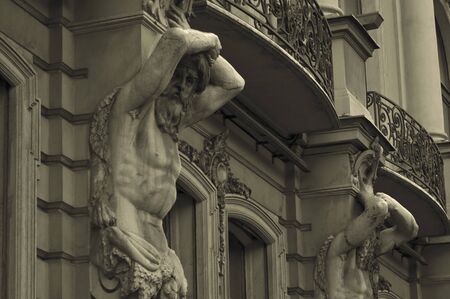 Titan on building of Saint-Petersburg cityの写真素材