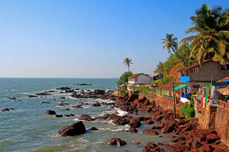 Rocky shore in the village Arambol Indiya, Goa の写真素材