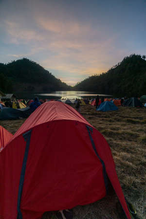 Ranu Kumbolo is the holy lake for hindu located in bromo tengger semeru national park in malang lumajang east java indonesiaのeditorial素材