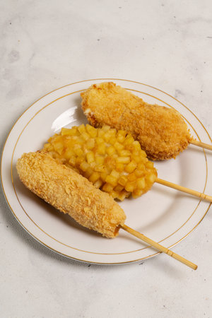 korean hotdogの写真素材