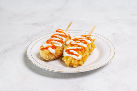 korean hotdogの写真素材
