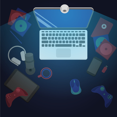 Workplace of computer gamblerのイラスト素材
