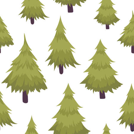 Winter forest hand drawn seamless pattern. New Year, Christmas, holidays green fir tree for print, paper, design, fabric, decor, gift wrap.のイラスト素材