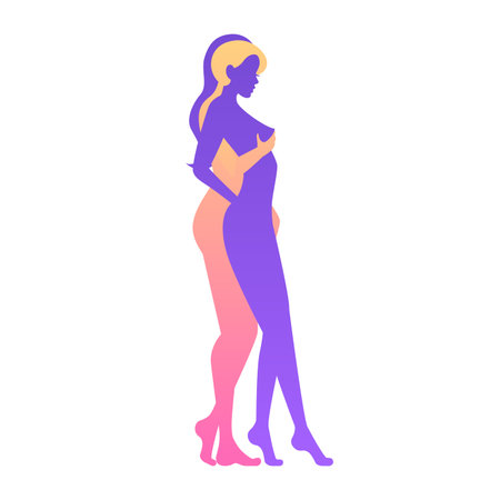 Lesbian kama sutra, sex positions for women, isolated on white backgroundのイラスト素材