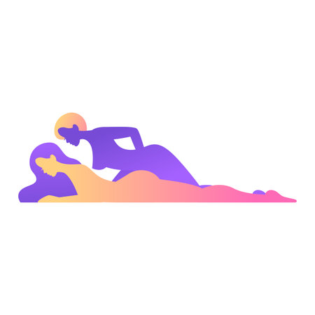 Lesbian kama sutra, sex positions for women, vector flat illustrationsのイラスト素材