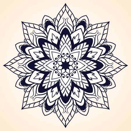 Flower Mandala. Ethnic pattern. Round Mandala of lines. illustration. linear ornament templateのイラスト素材